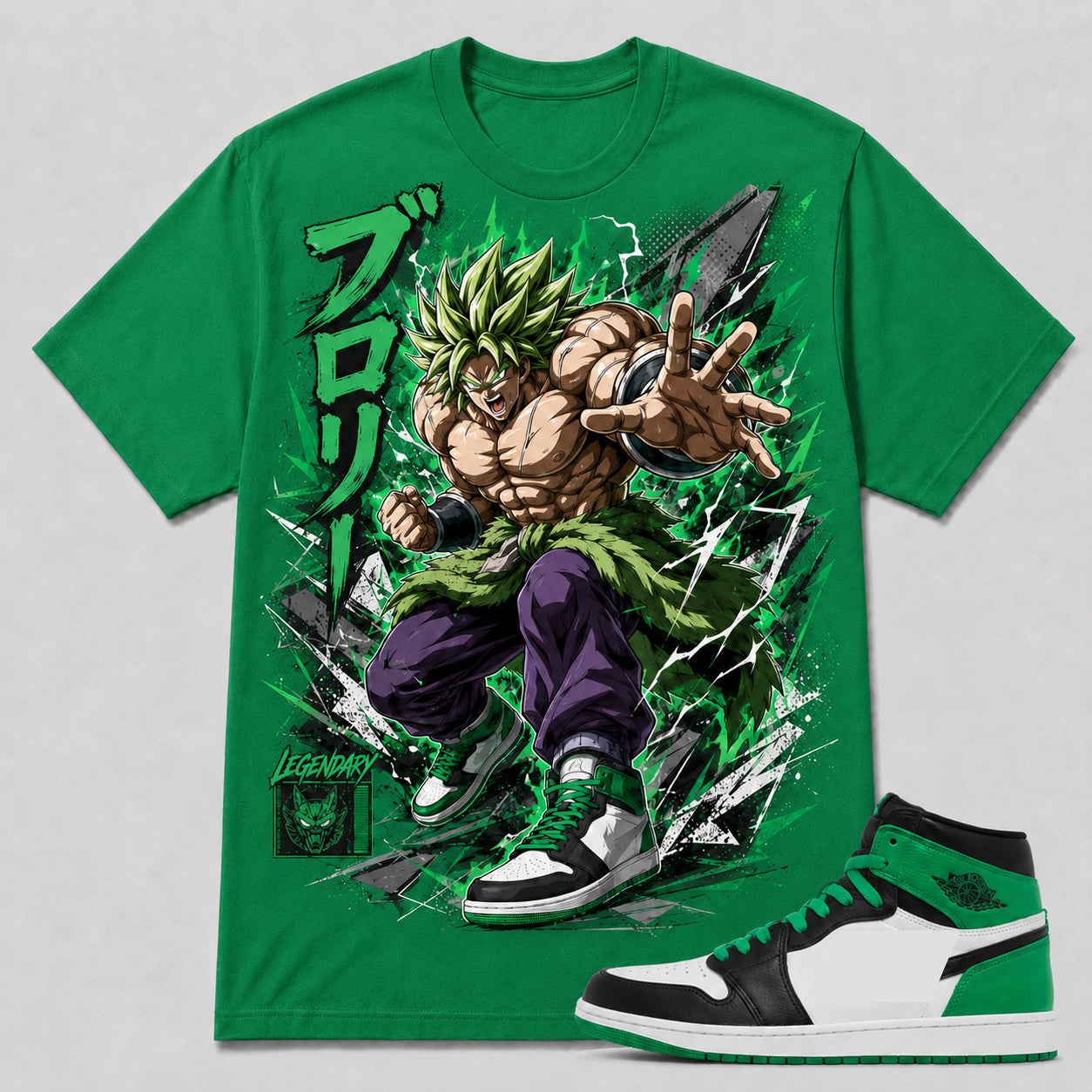 "BROLY" Shirt To Match AJ 1 Retro High OG ‘Lucky Green’, AJ 1 Matching Shirt