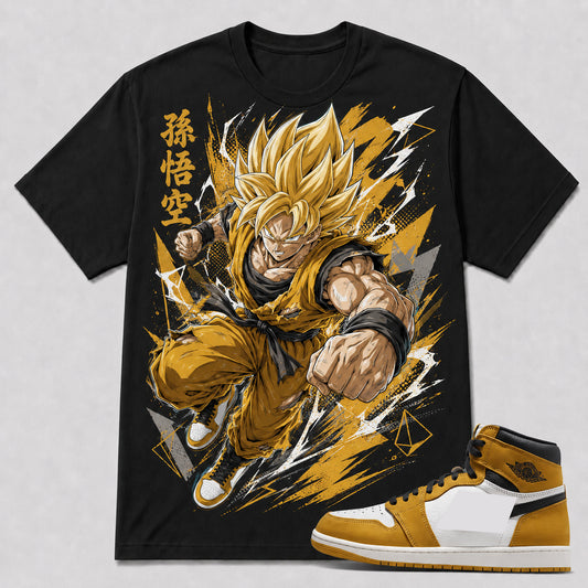 "SUPER SAIYAN GOKU" Shirt To Match AJ 1 High - Yellow Ochre, AJ 1 Matching Shirt