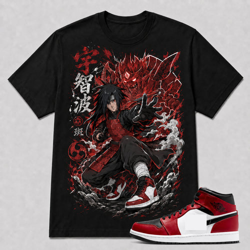 "MADARA SUSANOO" Shirt To Match AJ 1 Mid Black Gym Red, AJ 1 Matching Shirt