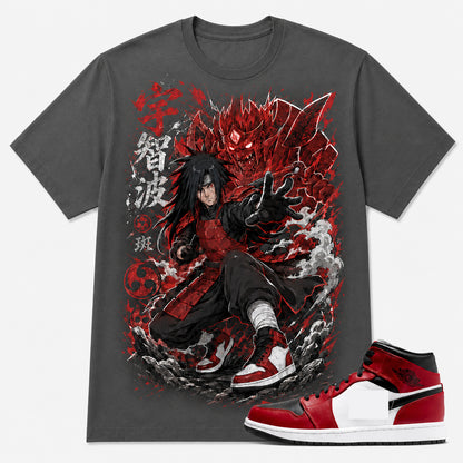 "MADARA SUSANOO" Shirt To Match AJ 1 Mid Black Gym Red, AJ 1 Matching Shirt