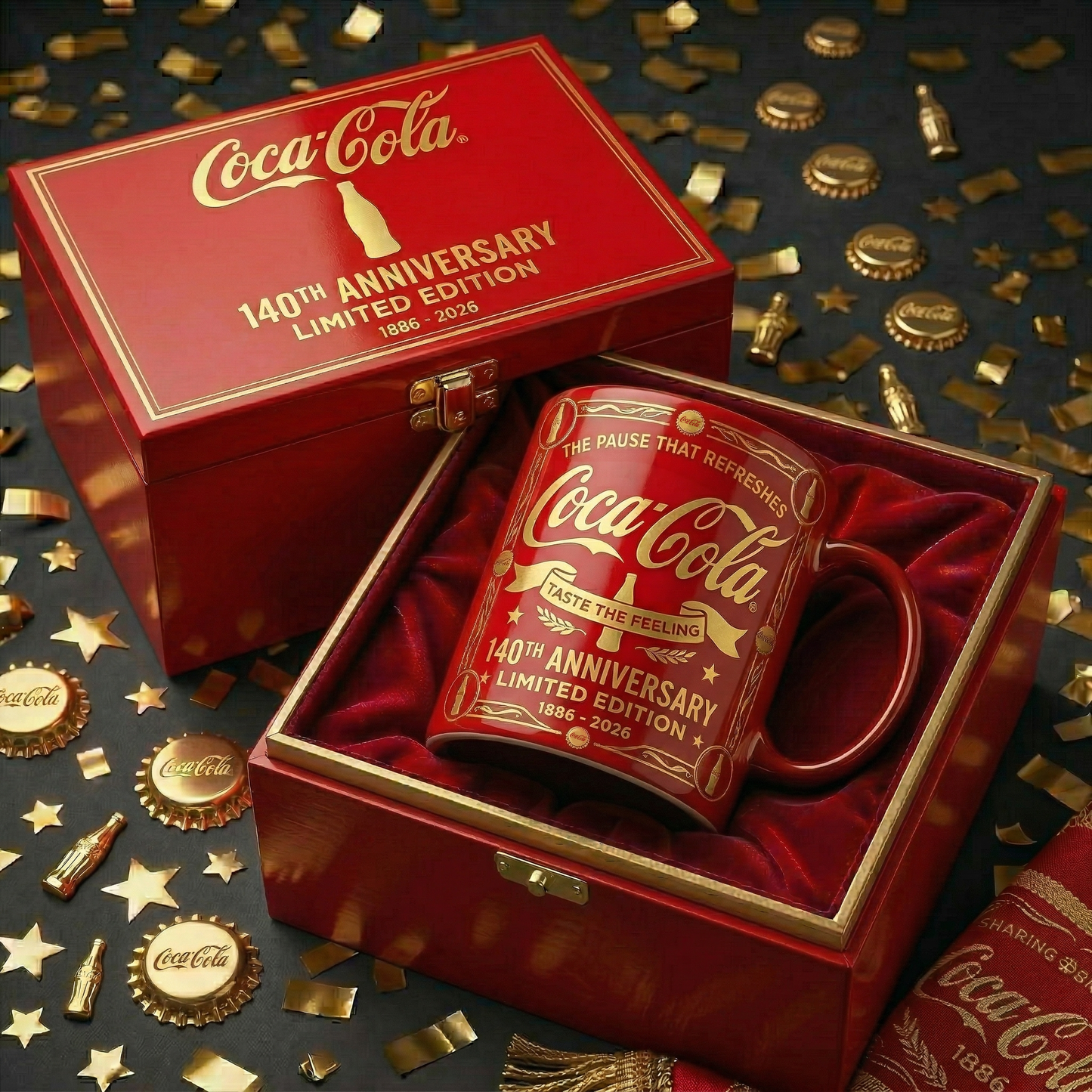 Cola 140th Anniversary Accent Mug V3, Cream Mug Gifts , Holiday Gifts
