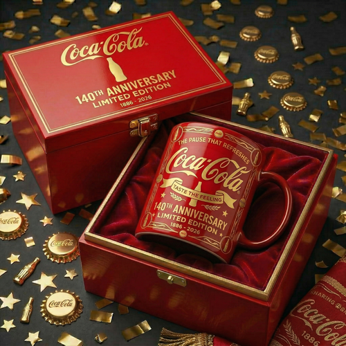 Cola 140th Anniversary Accent Mug V3, Cream Mug Gifts , Holiday Gifts