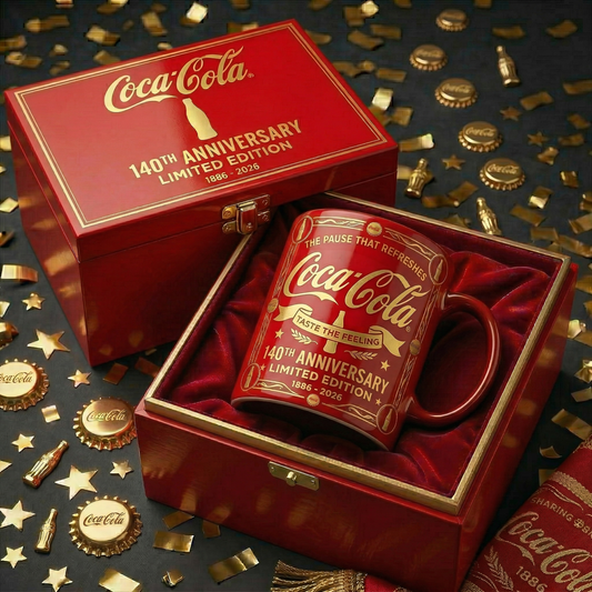 Cola 140th Anniversary Accent Mug V3, Cream Mug Gifts , Holiday Gifts