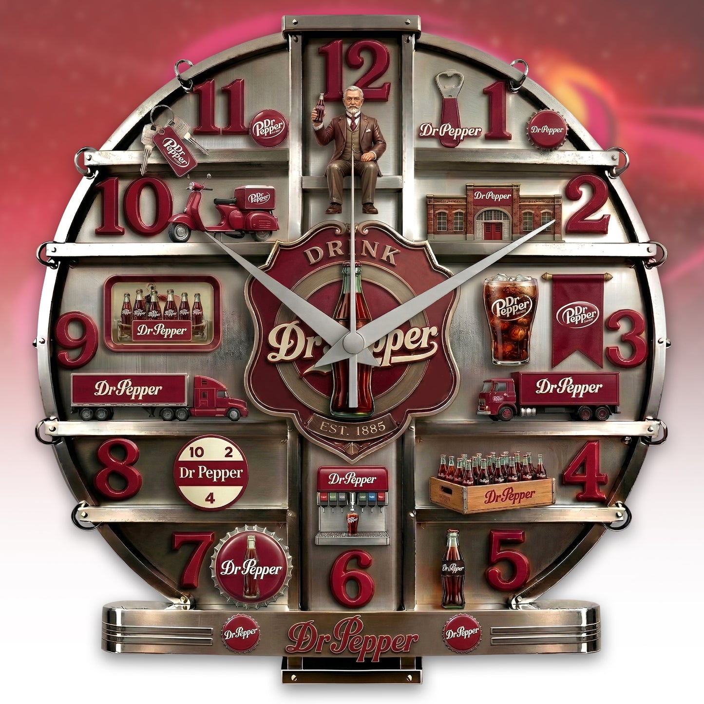 Dr Pepper EST. 1885 Home Decorative 3D Visual Effect Acrylic Wall Clock V2