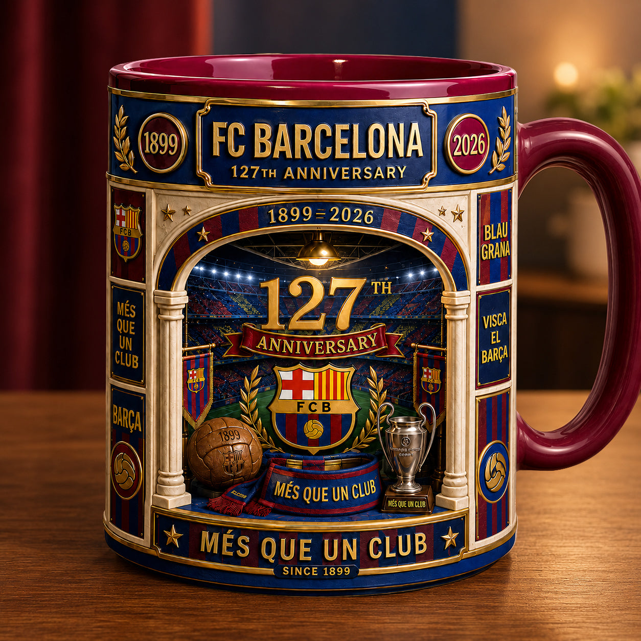 Barca 127th Anniversary Accent Mug , Cream Mug Gifts , Holiday Gifts