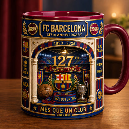 Barca 127th Anniversary Accent Mug , Cream Mug Gifts , Holiday Gifts