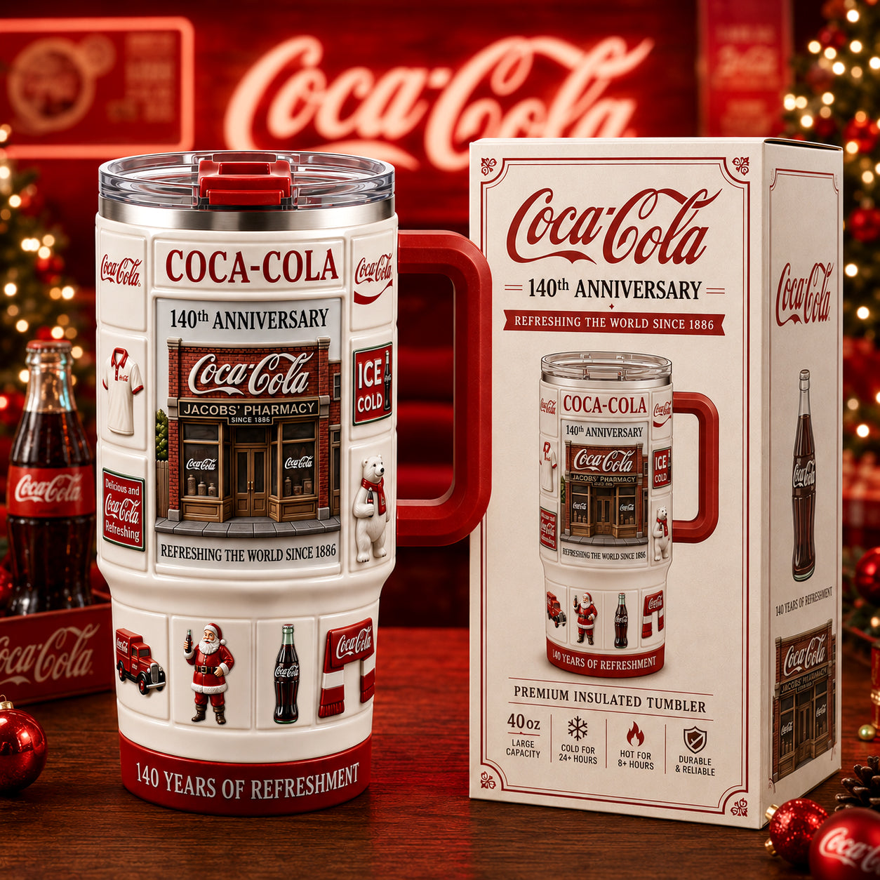 Cola 140th Anniversary Insulated Tumbler 30oz V26, Cola Tumbler 40oz