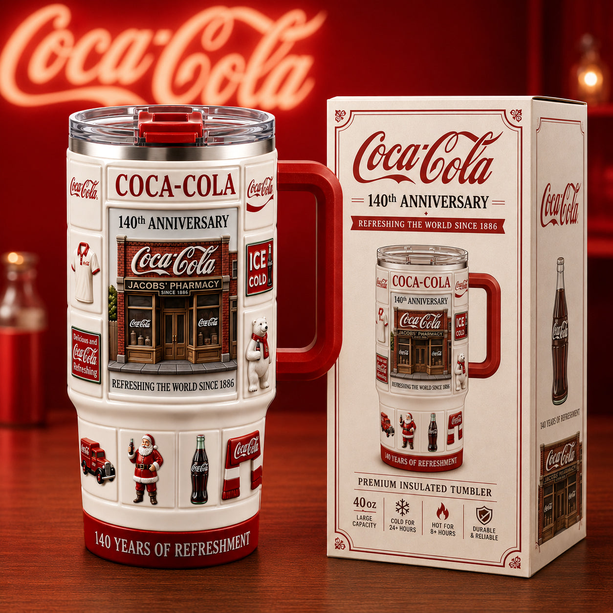 Cola 140th Anniversary Insulated Tumbler 30oz V26, Cola Tumbler 40oz