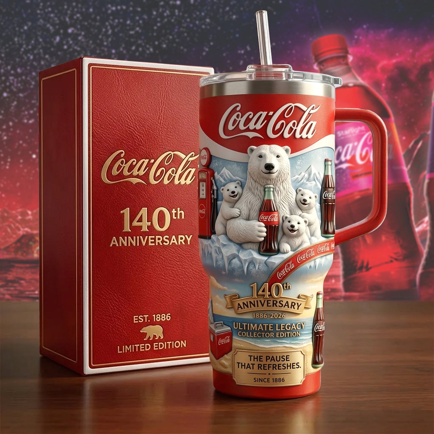 Cola 140th Anniversary Insulated Tumbler 30oz V7 , Cola Tumbler 40oz