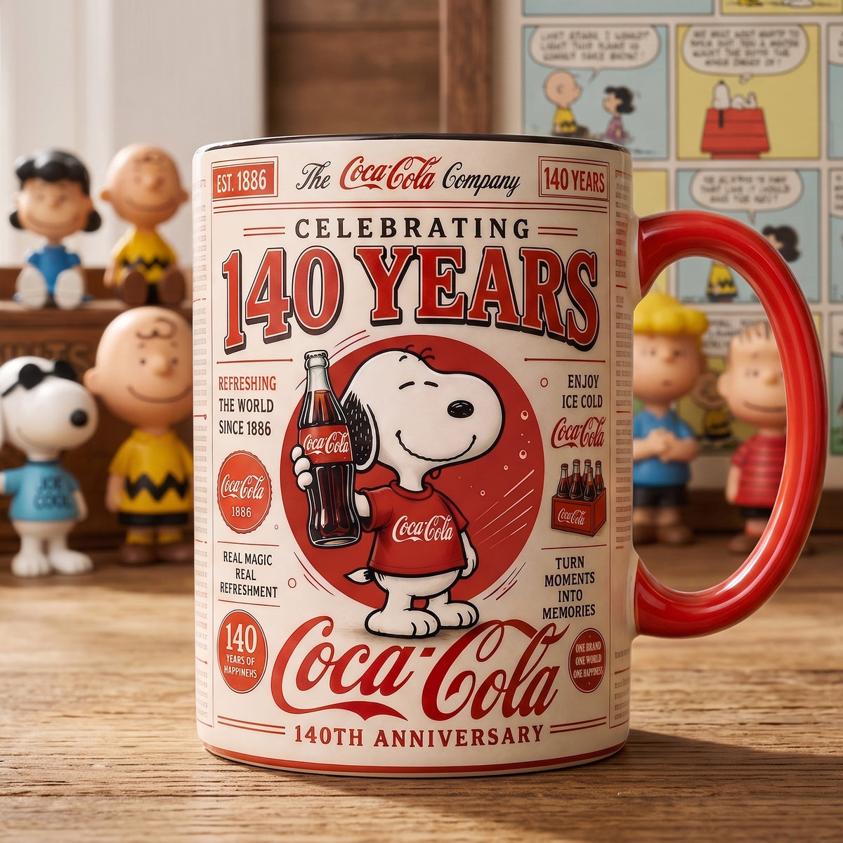 Cola X Snoopi 140th Anniversary Accent Mug V10, Cream Mug Gifts , Holiday Gifts