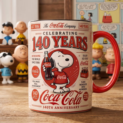 Cola X Snoopi 140th Anniversary Accent Mug V10, Cream Mug Gifts , Holiday Gifts