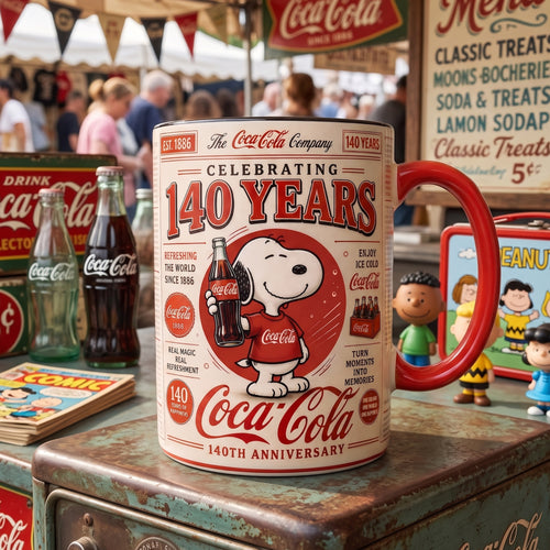 Cola X Snoopi 140th Anniversary Accent Mug V10, Cream Mug Gifts , Holiday Gifts