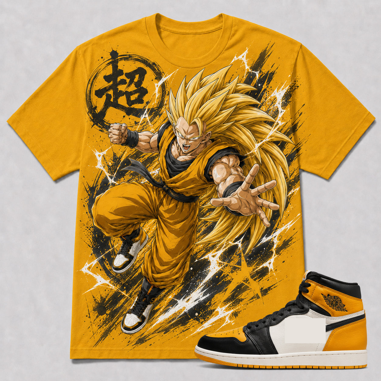 "GOKU SAIYAN 3" Shirt To Match AJ 1 Retro High ‘Taxi’, AJ 1 Matching Shirt