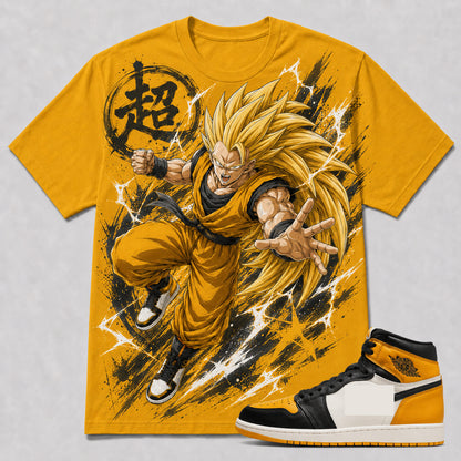 "GOKU SAIYAN 3" Shirt To Match AJ 1 Retro High ‘Taxi’, AJ 1 Matching Shirt
