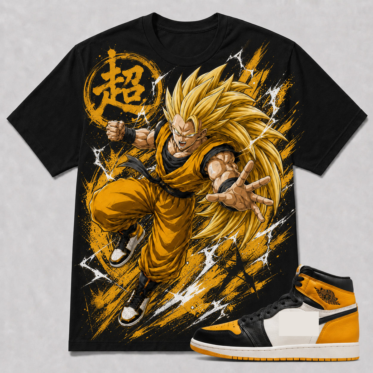 "GOKU SAIYAN 3" Shirt To Match AJ 1 Retro High ‘Taxi’, AJ 1 Matching Shirt