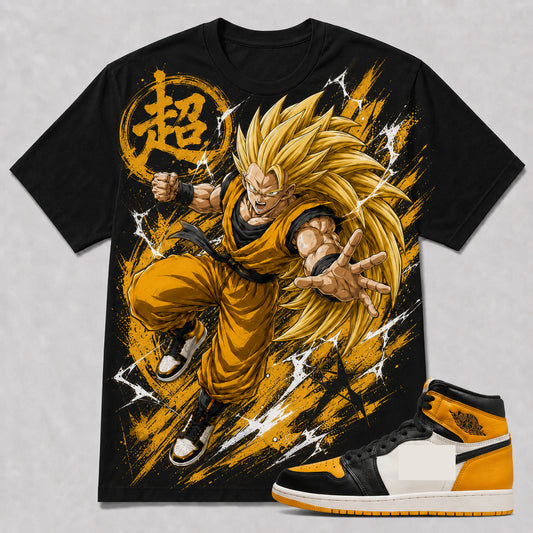 "GOKU SAIYAN 3" Shirt To Match AJ 1 Retro High ‘Taxi’, AJ 1 Matching Shirt