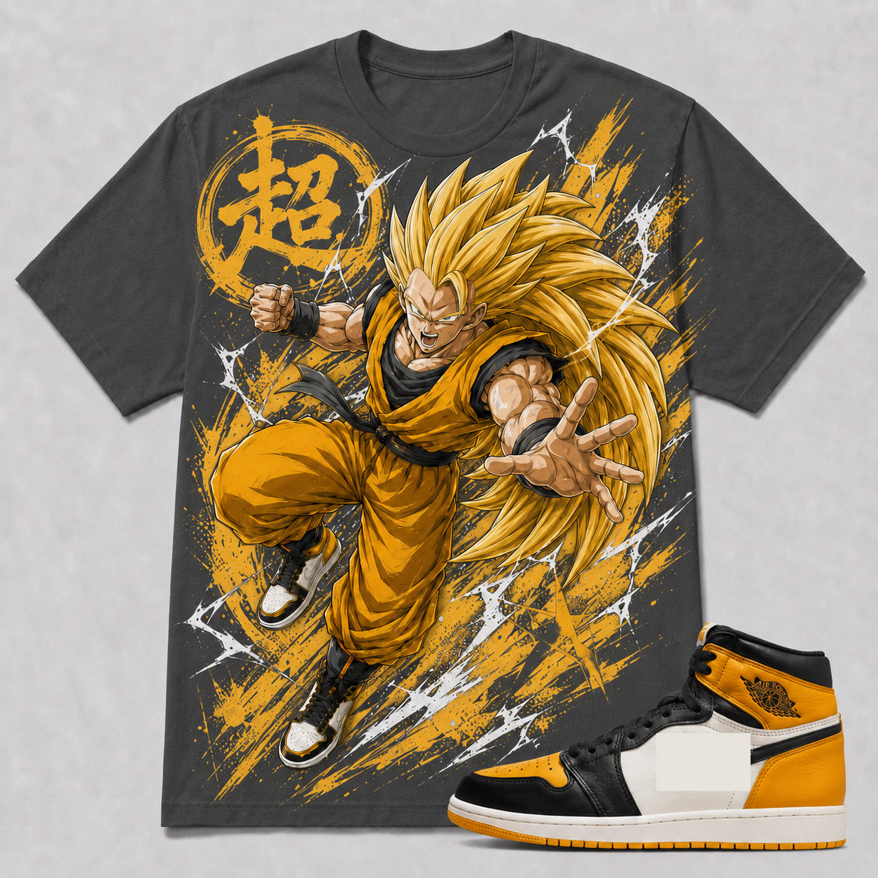 "GOKU SAIYAN 3" Shirt To Match AJ 1 Retro High ‘Taxi’, AJ 1 Matching Shirt