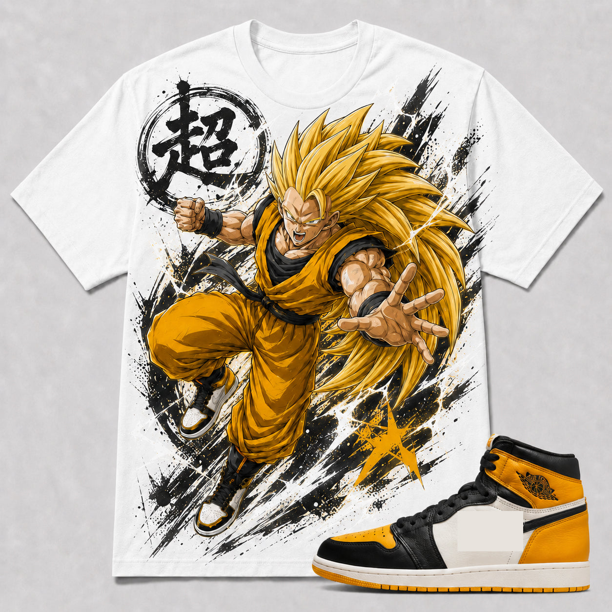 "GOKU SAIYAN 3" Shirt To Match AJ 1 Retro High ‘Taxi’, AJ 1 Matching Shirt
