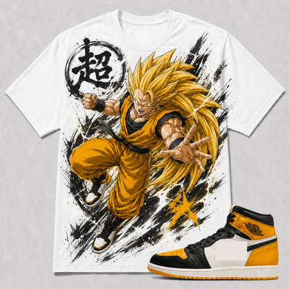 "GOKU SAIYAN 3" Shirt To Match AJ 1 Retro High ‘Taxi’, AJ 1 Matching Shirt