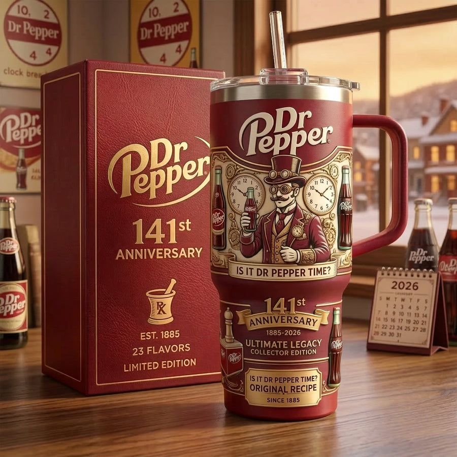 Dr Pepper 141st Anniversary Insulated Tumbler 30oz V3 , Dr Pepper Tumbler 40oz
