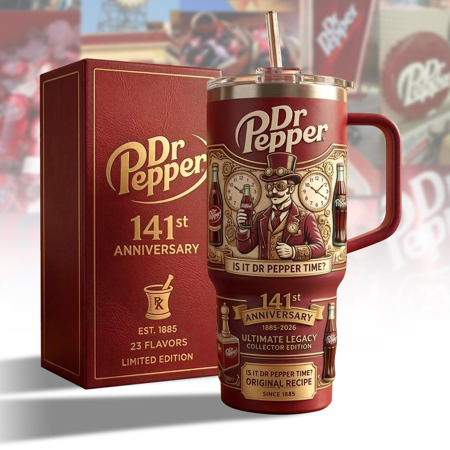 Dr Pepper 141st Anniversary Insulated Tumbler 30oz V3 , Dr Pepper Tumbler 40oz