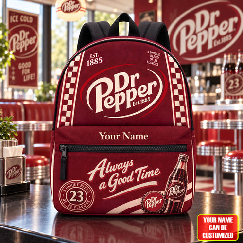 Dr Pepper EST. 1885 Backpack, Personalized Dr Pepper Drinks Backpack V2