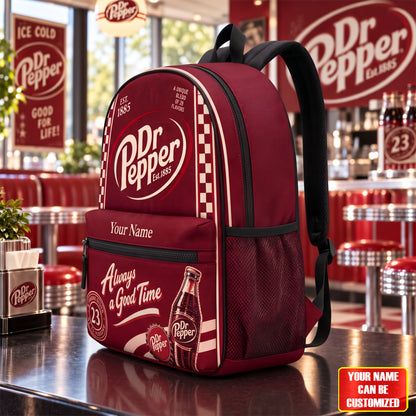 Dr Pepper EST. 1885 Backpack, Personalized Dr Pepper Drinks Backpack V2