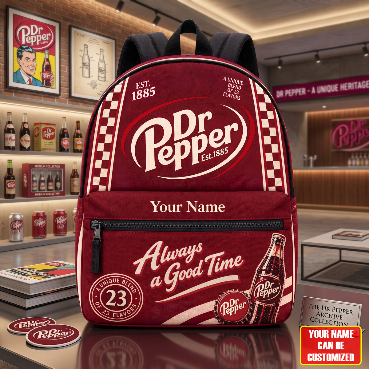Dr Pepper EST. 1885 Backpack, Personalized Dr Pepper Drinks Backpack V2