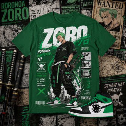 "ZORO" Shirt To Match AJ 1 Retro High ‘Lucky Green’, AJ 1 Matching Shirt