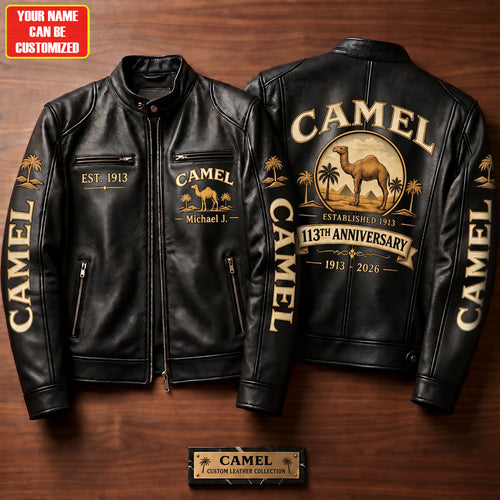 Camel 113th Anniversary Collar Leather Jacket