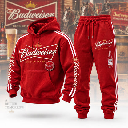 Bdweiser King Off Beers All Over Printed Hoodie And Sweatpants Set