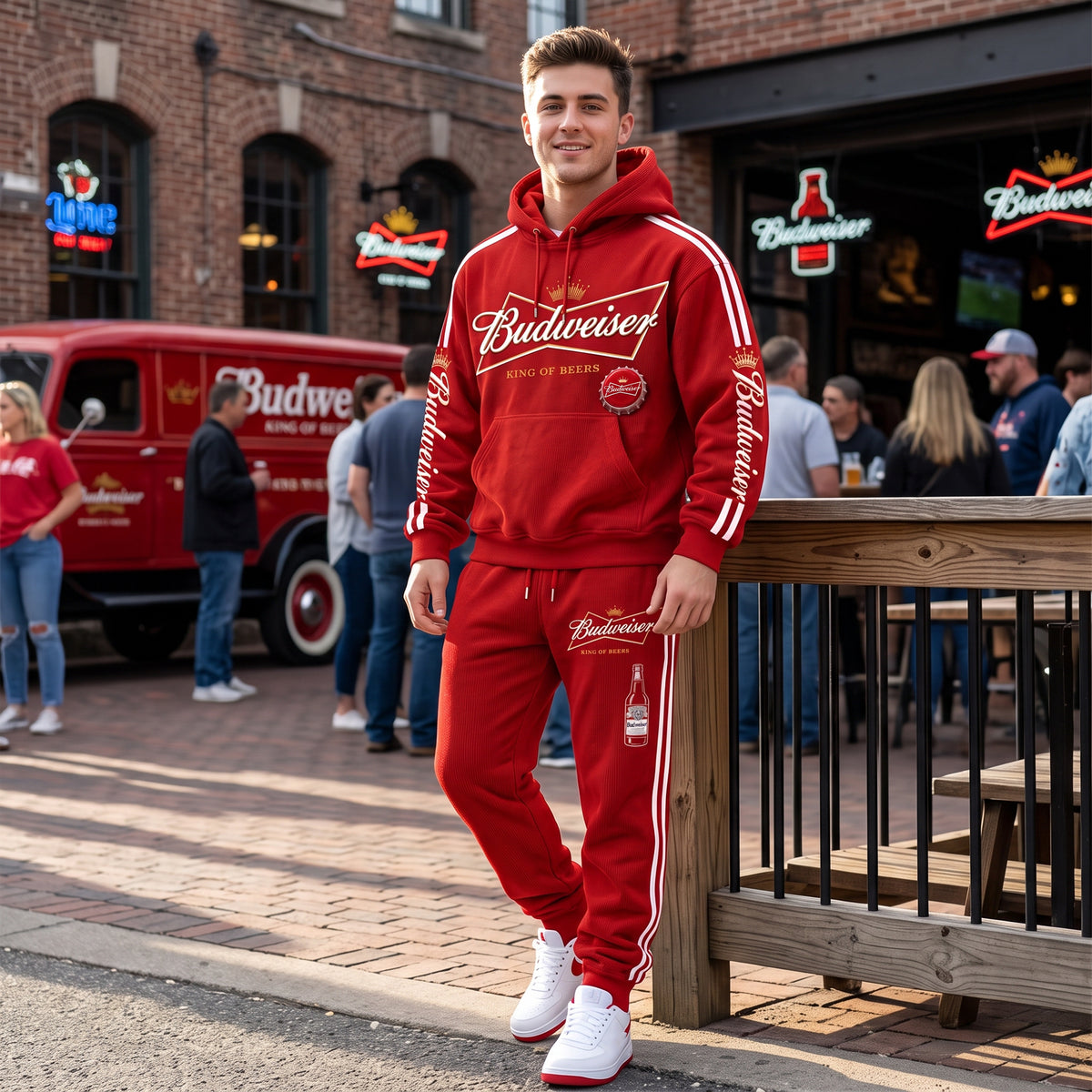 Bdweiser King Off Beers All Over Printed Hoodie And Sweatpants Set