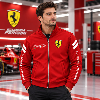 Scuderia Ferrar Racing Zipper Stand Collar Jacket