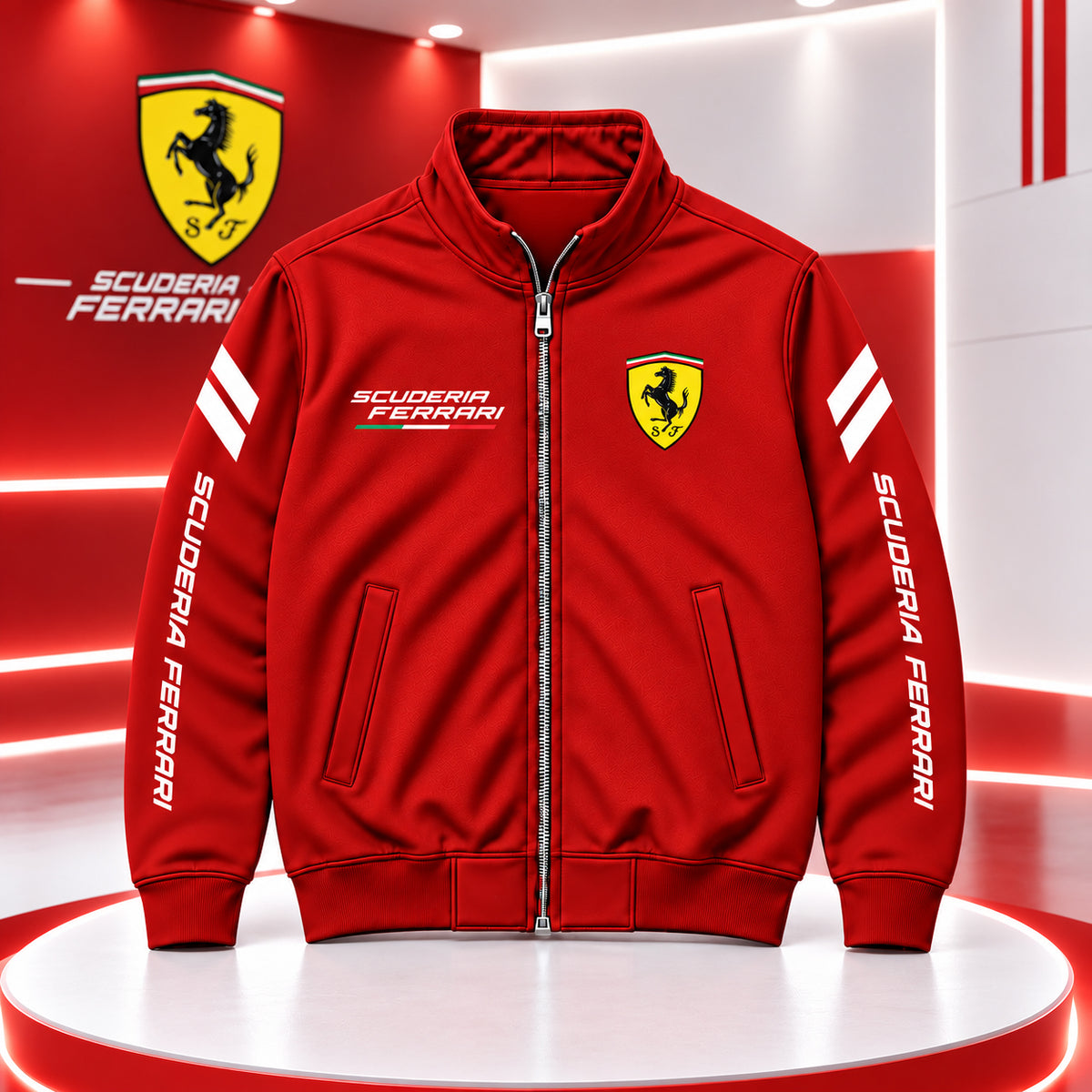 Scuderia Ferrar Racing Zipper Stand Collar Jacket