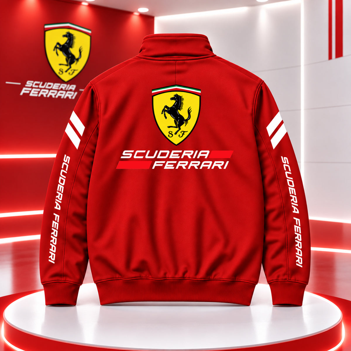 Scuderia Ferrar Racing Zipper Stand Collar Jacket