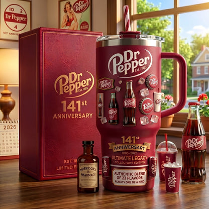 Dr Pepper 141st Anniversary Insulated Tumbler 30oz V9, Dr Pepper Tumbler 40oz