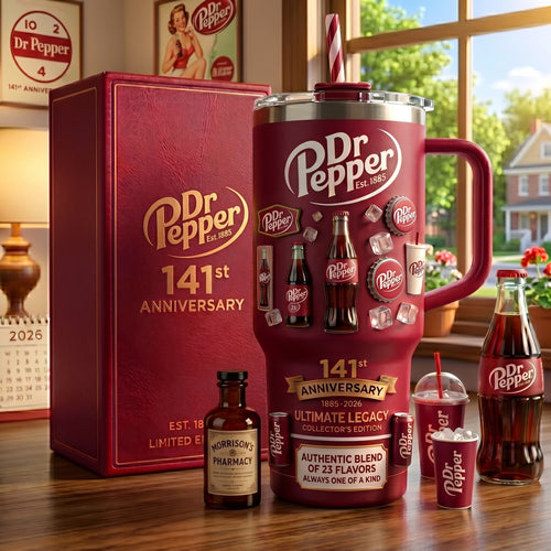 Dr Pepper 141st Anniversary Insulated Tumbler 30oz V9, Dr Pepper Tumbler 40oz