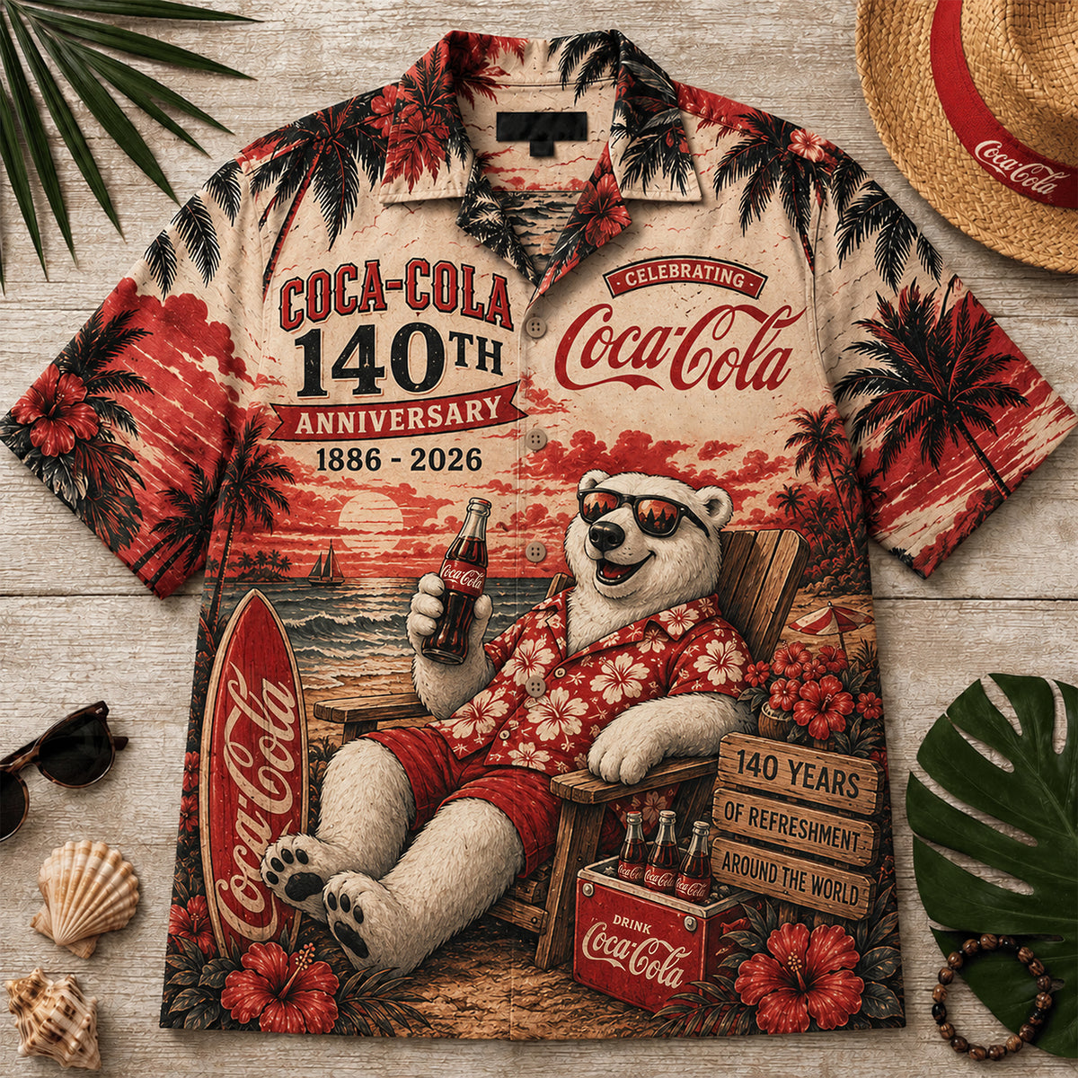 Cola 140th Anniversary Hawaii Shirt Beach Short V10