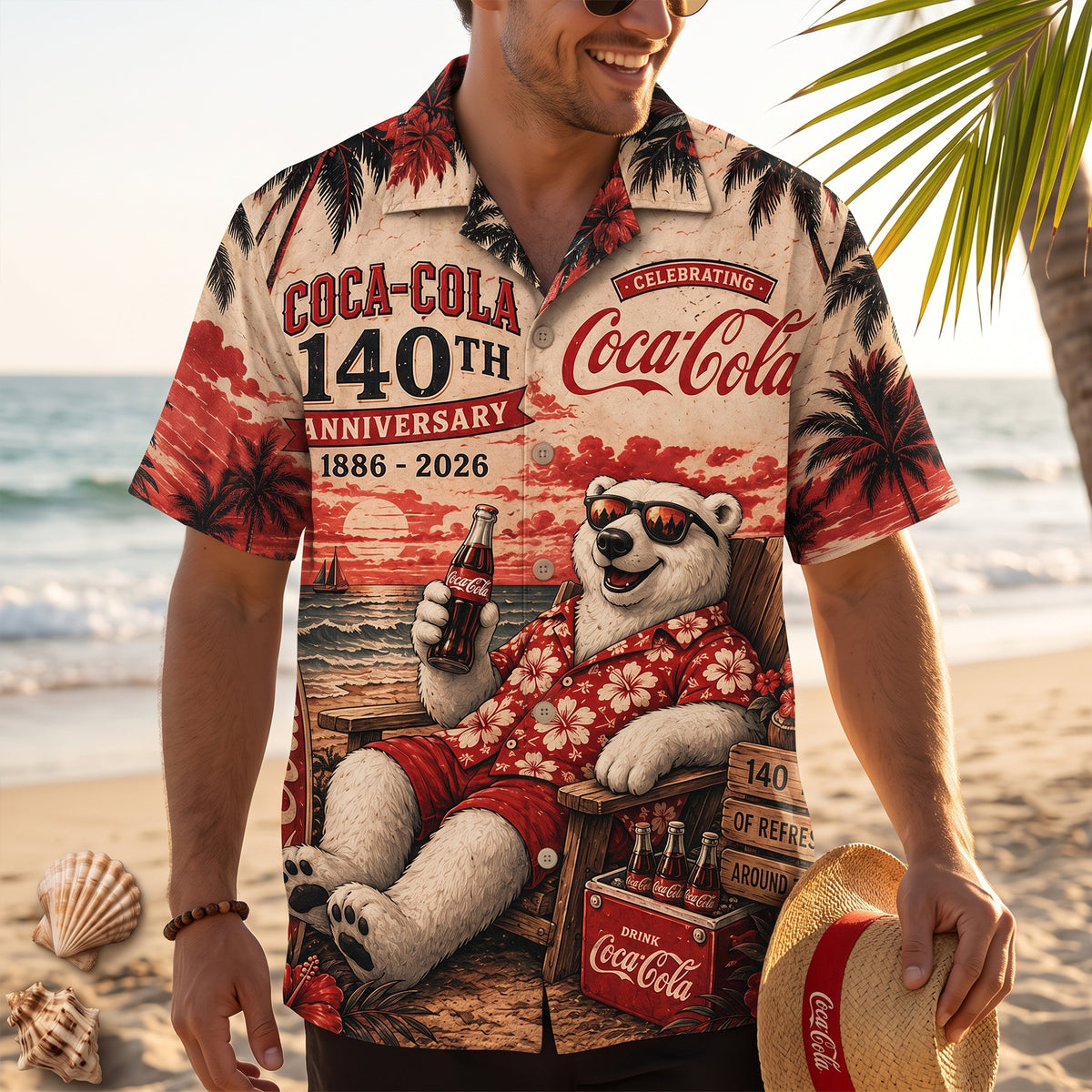 Cola 140th Anniversary Hawaii Shirt Beach Short V10