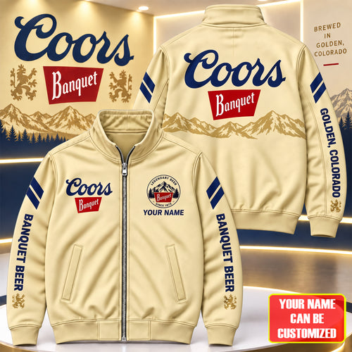 Coors Banqut Since 1873 Zipper Stand Collar Jacket