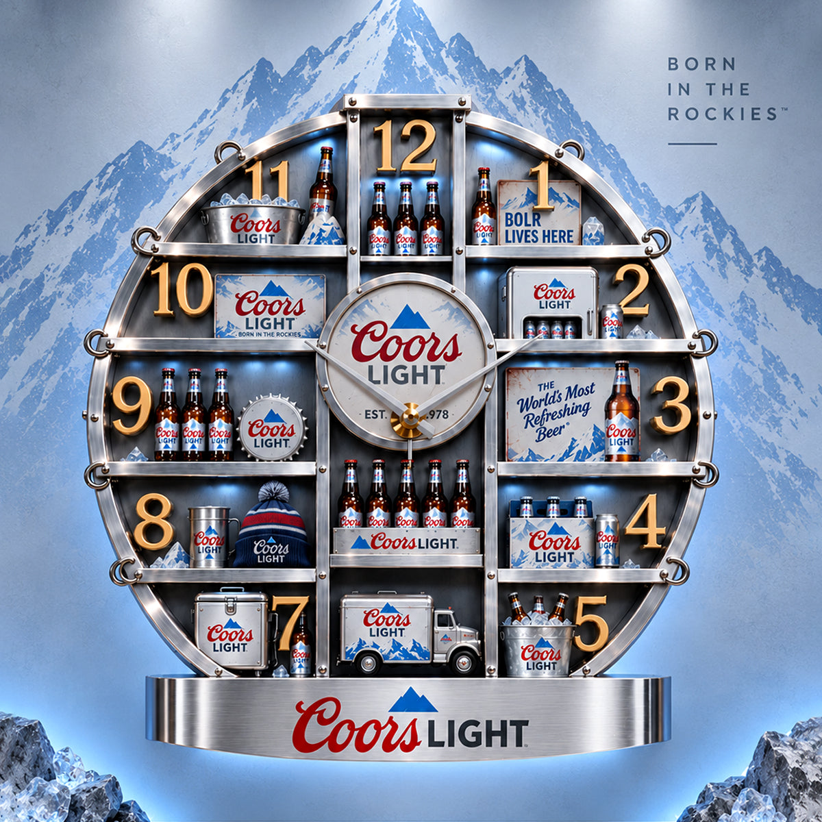 Coors Lght EST. 1978 Home Decorative 3D Visual Effect Acrylic Wall Clock