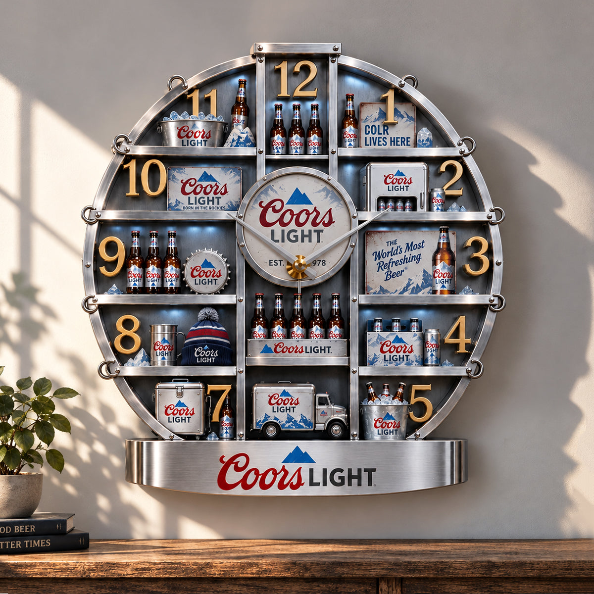 Coors Lght EST. 1978 Home Decorative 3D Visual Effect Acrylic Wall Clock