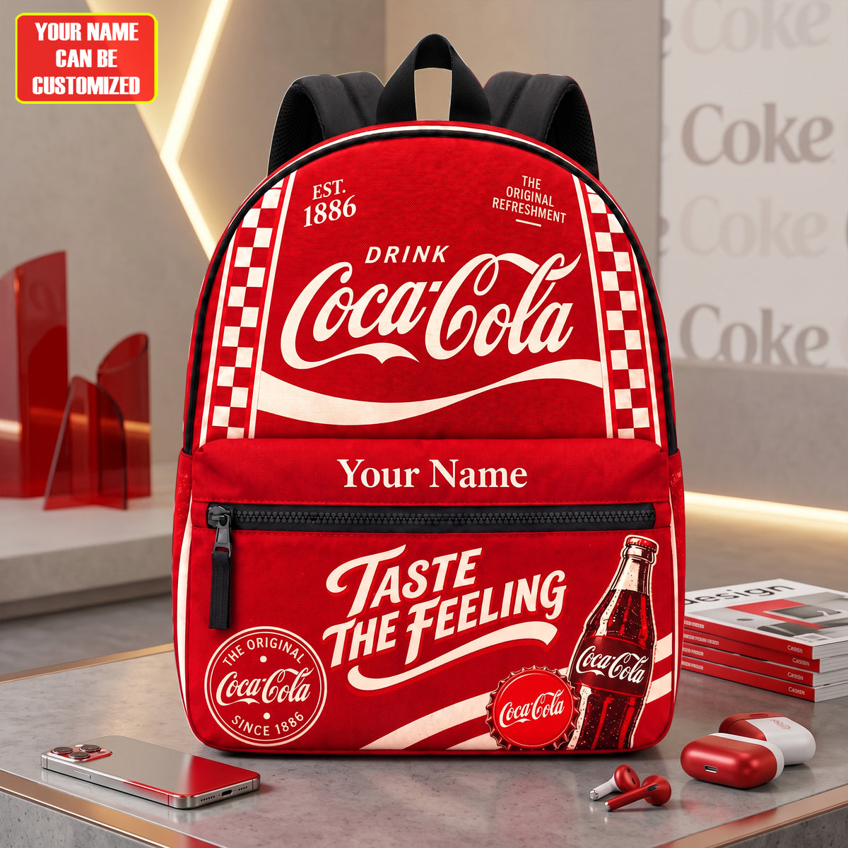Cola Taste The Feeling Since 1886 Backpack, Personalized Cola Backpack V6