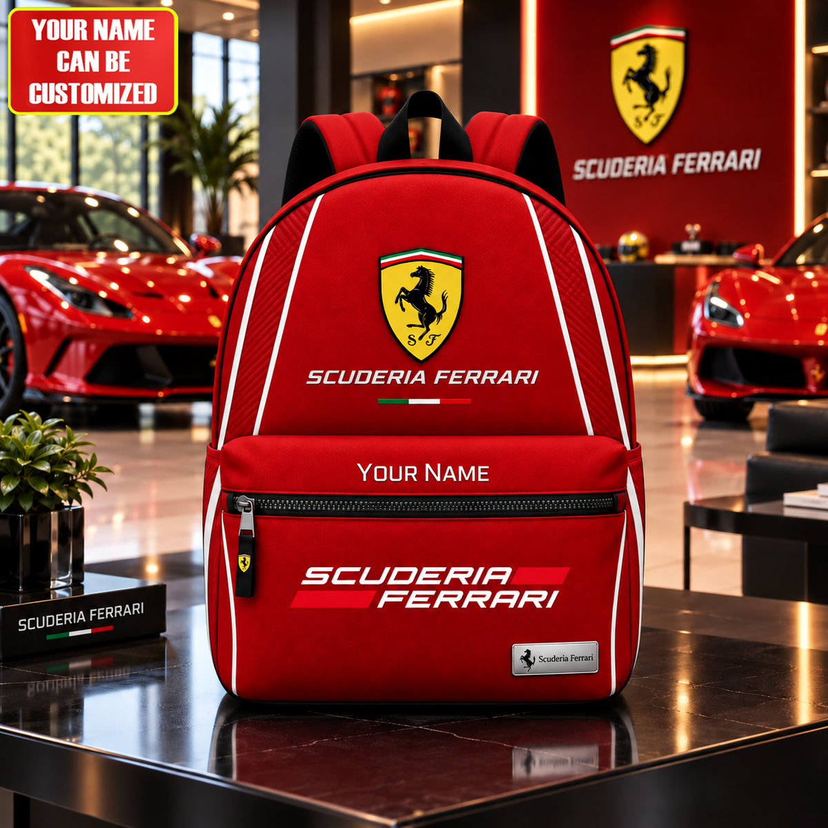 Scuderia Ferrar Racing Backpack, Personalized Racing Backpack