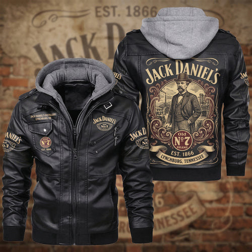 Jack Dani EST. 1866 Leather Jacket with Hood