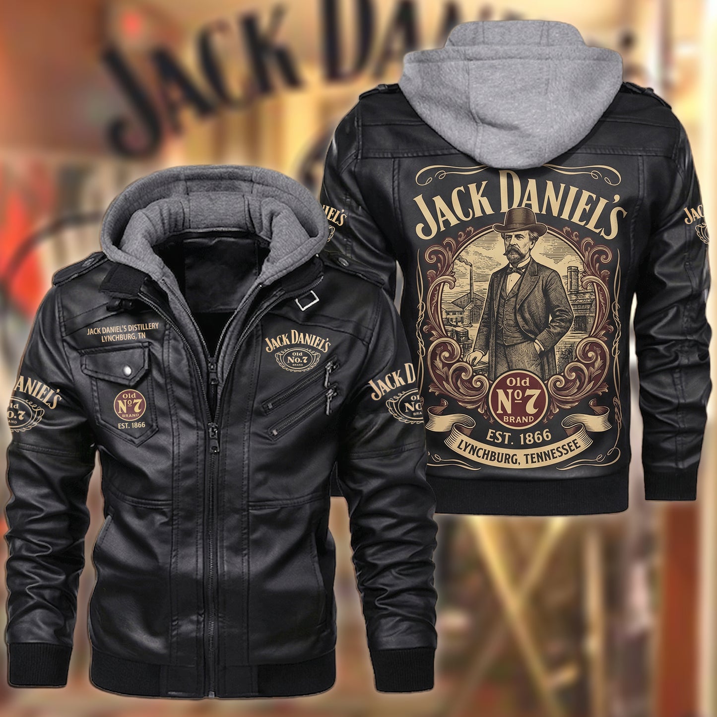 Jack Dani EST. 1866 Leather Jacket with Hood