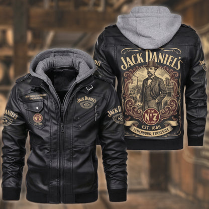 Jack Dani EST. 1866 Leather Jacket with Hood