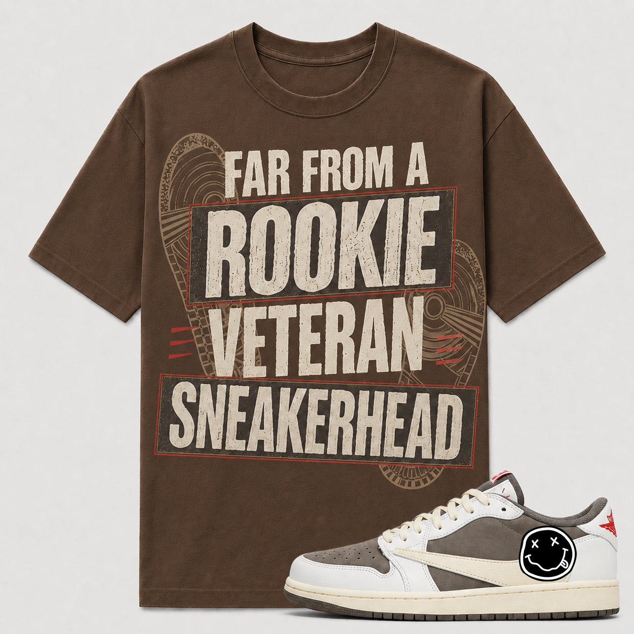 "FAR FROM ROOKIE" Shirt To Match AJ 1 Travis ‘Reverse Mocha’, AJ 1 Matching Shirt
