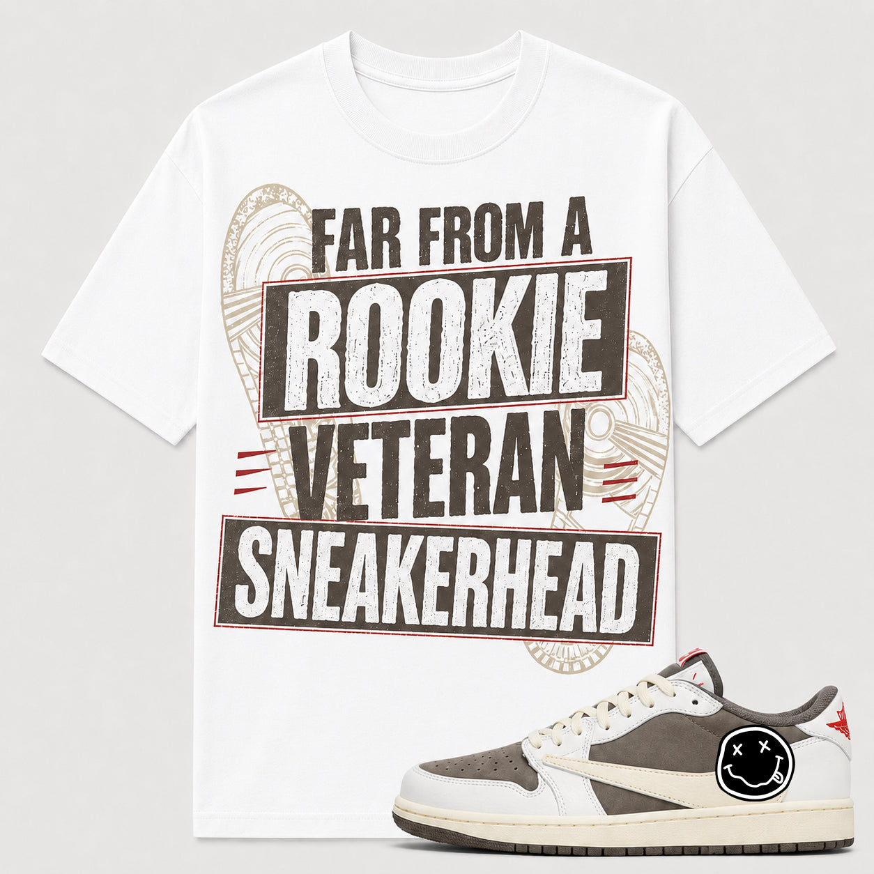 "FAR FROM ROOKIE" Shirt To Match AJ 1 Travis ‘Reverse Mocha’, AJ 1 Matching Shirt