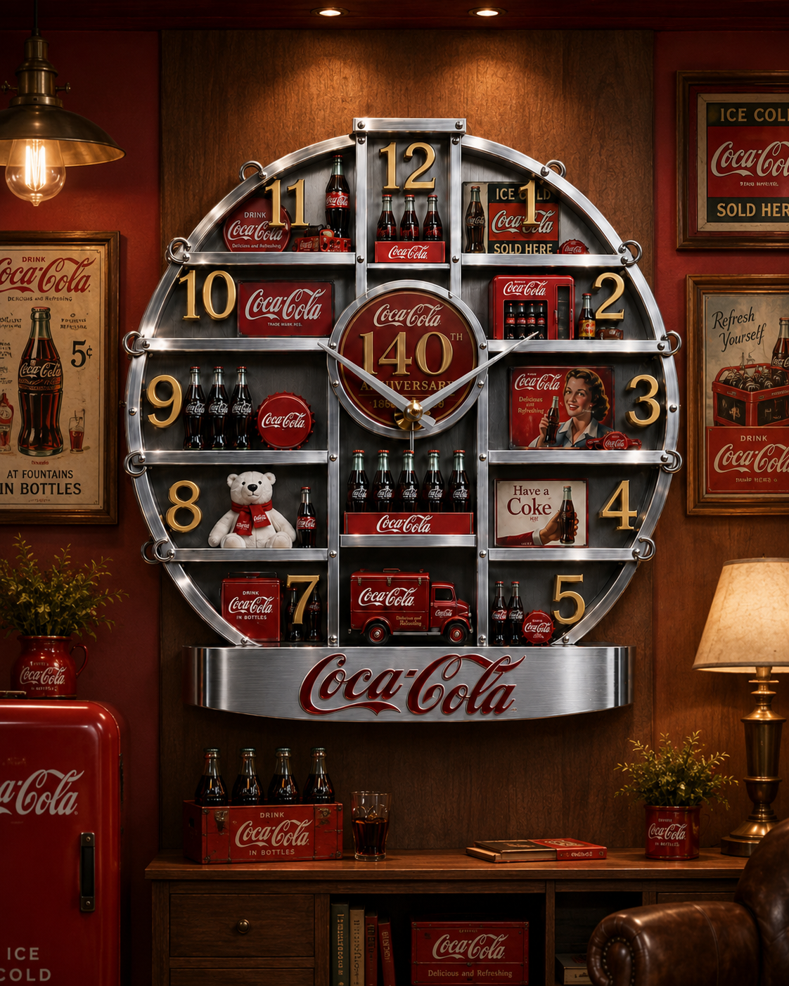 Cola 140th Anniversary Home Decorative 3D Visual Effect Acrylic Wall Clock V4